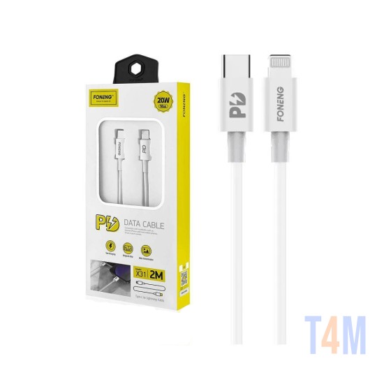 Foneng Quick Charge Data Cable X31 Type C to Lightning PD 20W 3A 1M White